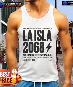 Official La Isla 2068 X The Kreol Republic 2025 stereo tank top featuring vibrant design and stylish fit.