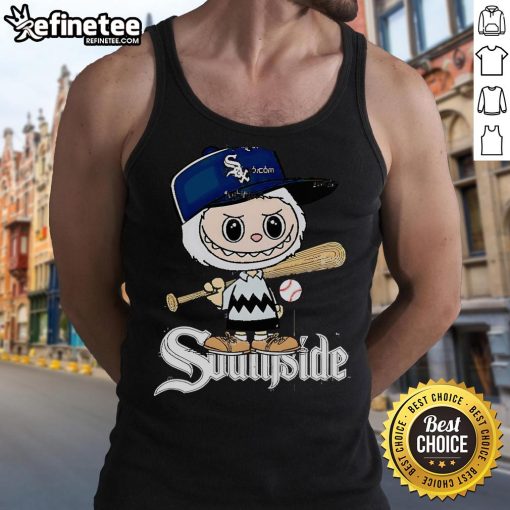 Official Labubu Charlie Brown Chicago White Sox tank top featuring a vibrant design and comfortable fit for fans.