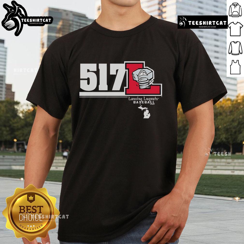 Official Lansing Lugnuts 517 T Shirt Official Lansing Lugnuts 517 T-Shirt featuring team colors and logo, perfect for fans and casual wear.