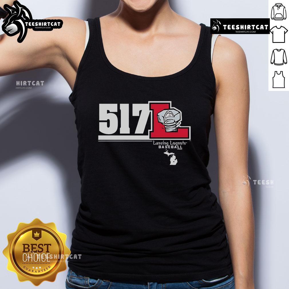 Official Lansing Lugnuts 517 Tank Top Official Lansing Lugnuts 517 Tank Top featuring vibrant team colors and logo, perfect for summer baseball fans.