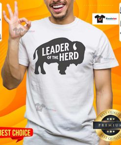 Alt Text: Official Leader Of The Herd Buffalo T-Shirt featuring a bold buffalo graphic and stylish design for wildlife enthusiasts.