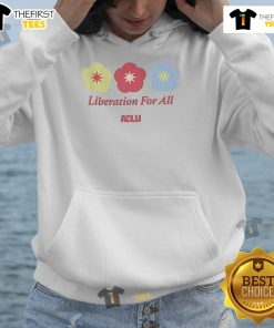 Official Liberation For All ACLU Hoodie featuring bold text and a stylish design, promoting justice and equality.