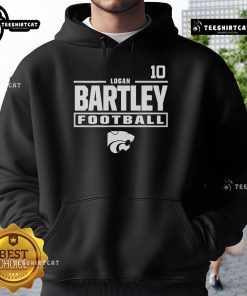 Alt Text: Official Logan Bartley youth grey K-State Wildcats NIL stacked box player special hoodie, perfect for young fans.