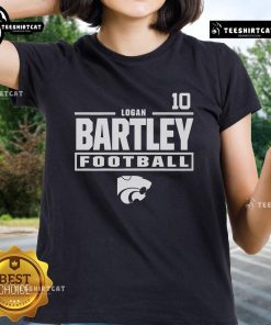 Alt Text: Official Logan Bartley Youth Grey K-State Wildcats NIL Stacked Box Player Special Ladies Tee for fans.