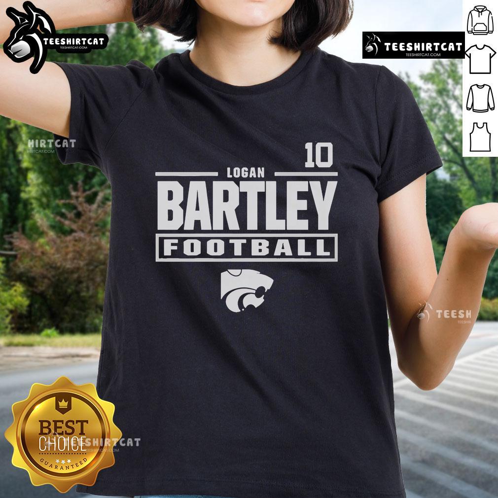 Official Logan Bartley Youth Grey K-State Wildcats NIL Stacked Box Player Special Ladies-Tee Alt Text: Official Logan Bartley Youth Grey K-State Wildcats NIL Stacked Box Player Special Ladies Tee for fans.