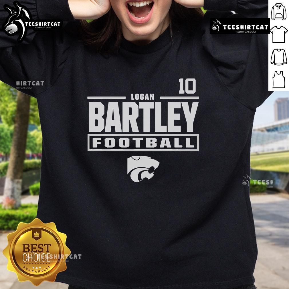 Official Logan Bartley Youth Grey K-State Wildcats NIL Stacked Box Player Special Sweatshirt Alt Text: Official Logan Bartley Youth Grey K-State Wildcats NIL Stacked Box Player Special Sweatshirt for young fans.