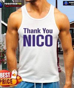 Official Los Angeles Lakers Thank You Nico tank top featuring team colors and logo, perfect for fans.