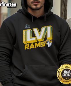 Official Los Angeles Rams Super Bowl LVI Bound Tilted Roster Hoodie featuring team logo and vibrant colors.