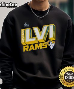 Alt Text: Official Los Angeles Rams Super Bowl LVI Bound sweatshirt featuring a tilted roster design in team colors.