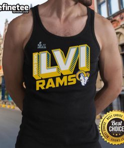 Official Los Angeles Rams Super Bowl LVI Bound tilted roster tank top showcasing team pride and sporty design.