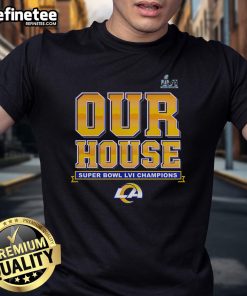 Alt Text: Official Los Angeles Rams Super Bowl LVI Champions Hometown Audible T-Shirt featuring team logo and vibrant design.
