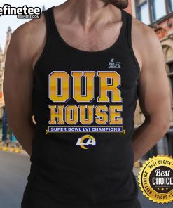 Alt Text: Official Los Angeles Rams Super Bowl LVI Champions Hometown Audible Tank Top showcasing team pride and style.