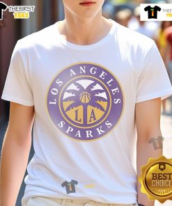 Official Los Angeles Sparks Respect Her Game T-Shirt featuring team colors and logo, perfect for fans and supporters.