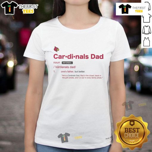 Alt Text: Official Louisville Cardinals Dad Definition Ladies Tee featuring a stylish design for proud Cardinals fans.