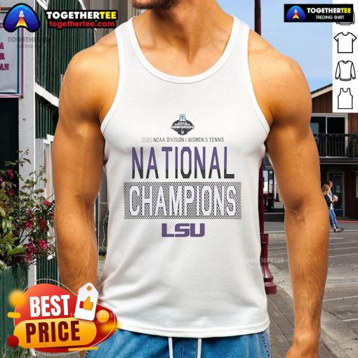 Official LSU 2025 NCAA D1 Women's Tennis National Champions tank top showcasing team pride and winning spirit.