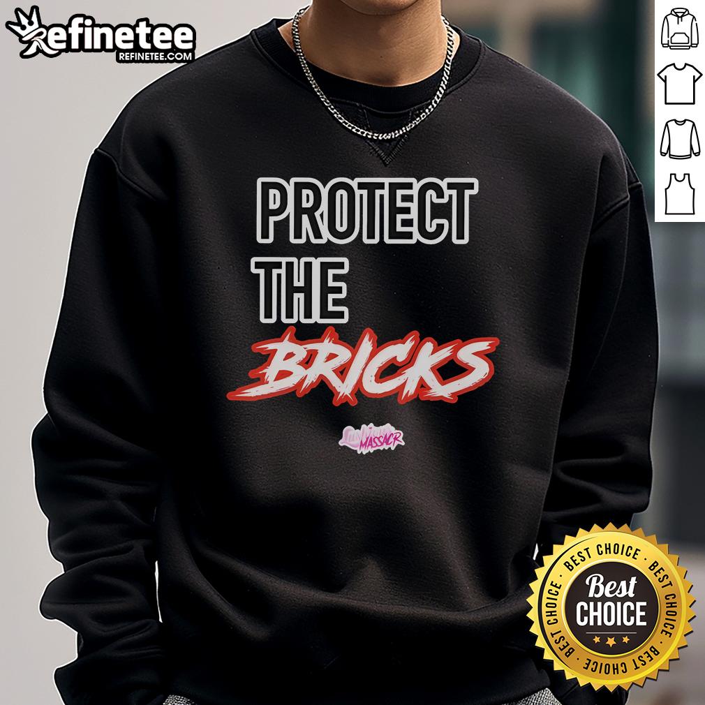Official Lushious Massacr Protect The Bricks Sweatshirt Alt Text: Official Lushious Massacr Protect The Bricks sweatshirt featuring bold graphics and a stylish design for streetwear lovers.