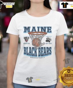 Official Maine Black Bears Game Time Ladies Tee featuring vibrant team colors and logo for stylish game day wear.
