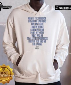 Alt Text: Official Man of the Universe hoodie featuring 'Oceans of Emotions - Take My Heart' design at London Bridge.