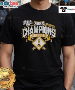 Alt Text: Official Manchester Spartans 2025 Baseball Conference Champions T-Shirt featuring team logo and championship design.