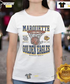 Official Marquette Golden Eagles Game Time Ladies Tee in navy blue, showcasing team pride for fans and supporters.
