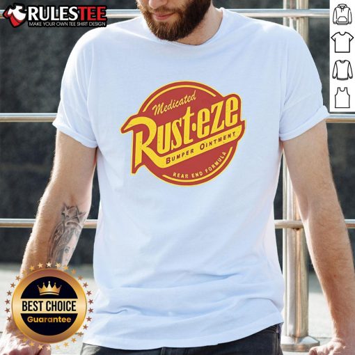 Official Medicated Rust-Eze Bumper Ointment T-Shirt featuring a unique design, perfect for fans and collectors.