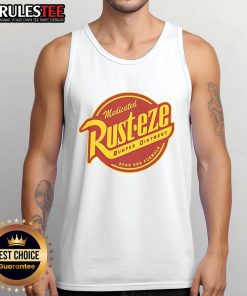 Official Medicated Rust-Eze Bumper Ointment tank top featuring a vibrant design for fans of the Cars movie series.