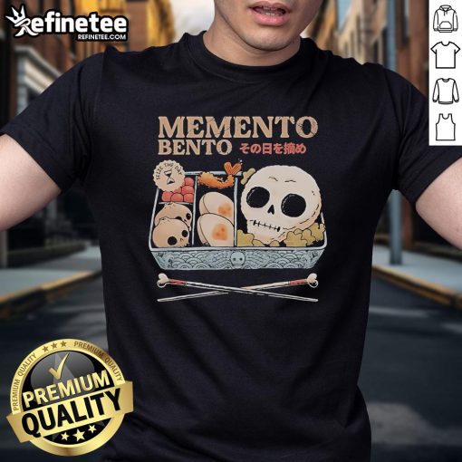 Alt Text: Official Memento Bento Seize The Day T-Shirt featuring a vibrant design and motivational quote for daily inspiration.