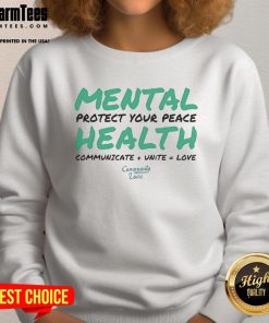 Official Mental Protect Your Peace sweatshirt showcasing a vibrant design promoting health, communication, unity, and love.