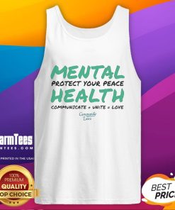 Official Mental Protect Your Peace tank top featuring a vibrant design promoting health, communication, unity, and love.