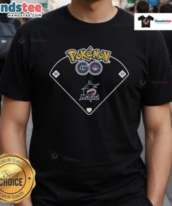 Official Miami Marlins X Pokemon Go Ballpark T-Shirt featuring vibrant graphics and team logo for fans and collectors.