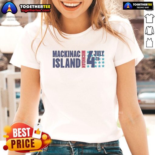 Official Michigan Mackinac Island July 4th Splash Ladies Tee in vibrant colors featuring festive designs for summer celebrations.