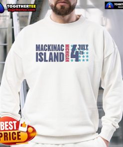 Official Michigan Mackinac Island July 4th Splash Sweatshirt featuring vibrant design and festive colors.