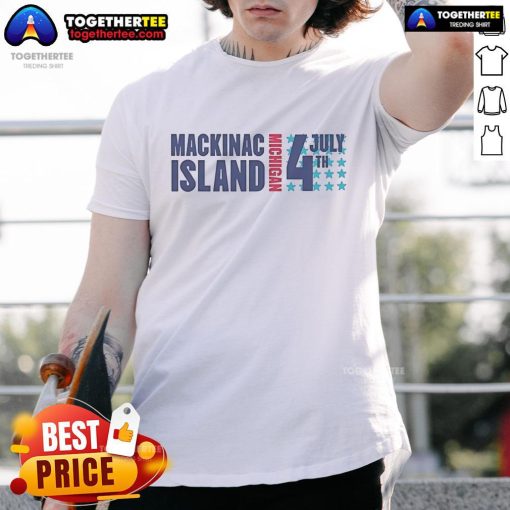 Official Michigan Mackinac Island July 4th Splash T-Shirt featuring festive design and vibrant colors for Independence Day.