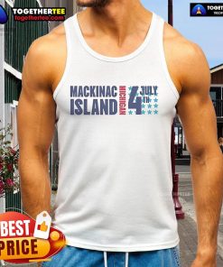 Official Michigan Mackinac Island July 4th splash tank top featuring vibrant colors and festive design for summer celebrations.