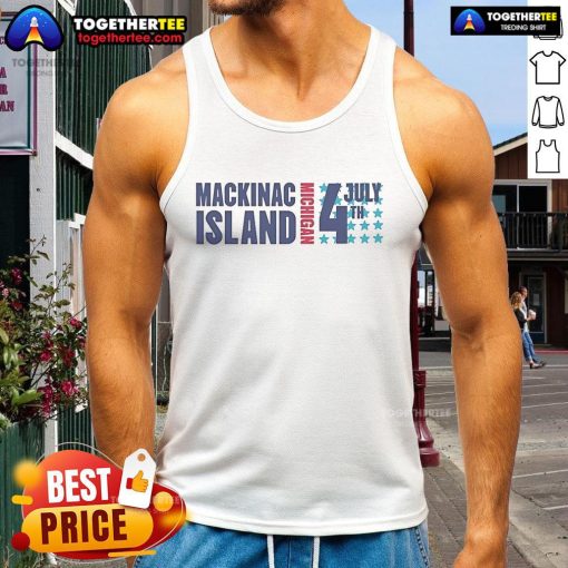 Official Michigan Mackinac Island July 4th splash tank top featuring vibrant colors and festive design for summer celebrations.