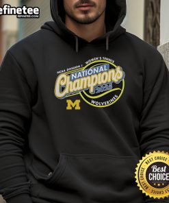2025 NCAA Women's Tennis National Champions Hoodie featuring Michigan Wolverines logo and vibrant team colors.