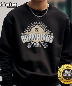 Official Midshipmen 2025 Patriot League Women's Lacrosse Tournament Champions sweatshirt in navy blue.