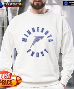 Alt Text: Official Minnesota Frost 2025 special logo sweatshirt featuring a vibrant design and cozy fit for fans.