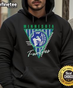 Alt Text: Official Minnesota Timberwolves Mitchell & Ness Worldwide Collection tri-logo hoodie in stylish design and vibrant colors.