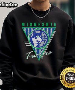 Official Minnesota Timberwolves Mitchell & Ness tri-logo sweatshirt featuring team colors and stylish design.