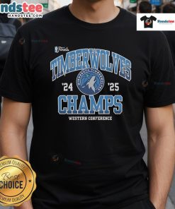 Alt Text: Official Minnesota Timberwolves NBA Finals 2024-2025 Pride Western Conference Champions T-Shirt featuring vibrant design.