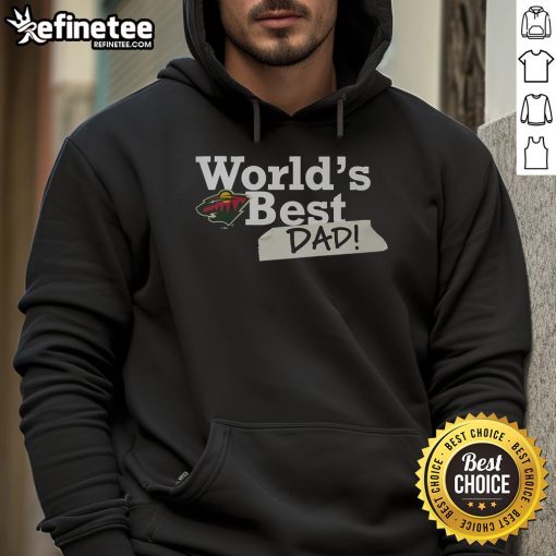 Official Minnesota Wild World's Best Dad Hoodie in green, featuring logo and festive design for hockey-loving dads.