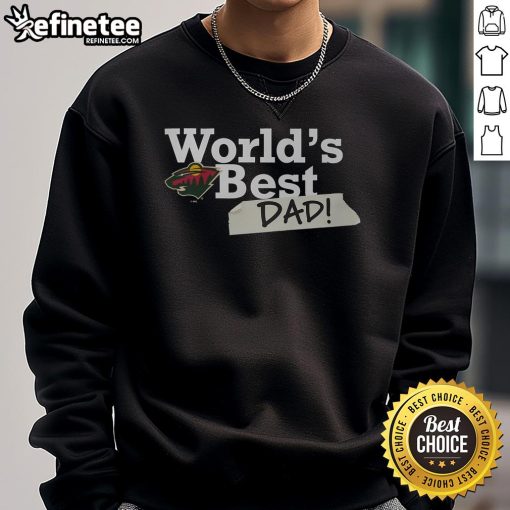 Official Minnesota Wild World's Best Dad Sweatshirt in green, featuring the team's logo and a stylish design for sports fans.