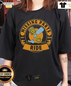 Official Missing Parts Ride Est 2025 Ladies Tee featuring a stylish design perfect for motorcycle enthusiasts.