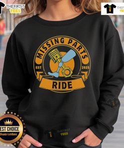 Official Missing Parts Ride Est 2025 Sweatshirt featuring a stylish design perfect for casual wear and biking enthusiasts.