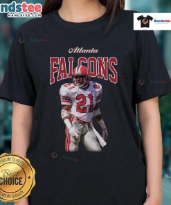 Official Mitchell & Ness Deion Sanders black Atlanta Falcons ladies tee for retired players, showcasing team spirit and style.