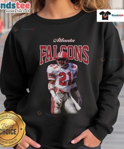 Official Mitchell & Ness Deion Sanders black Atlanta Falcons sideline sweatshirt for retired players, stylish and comfortable.