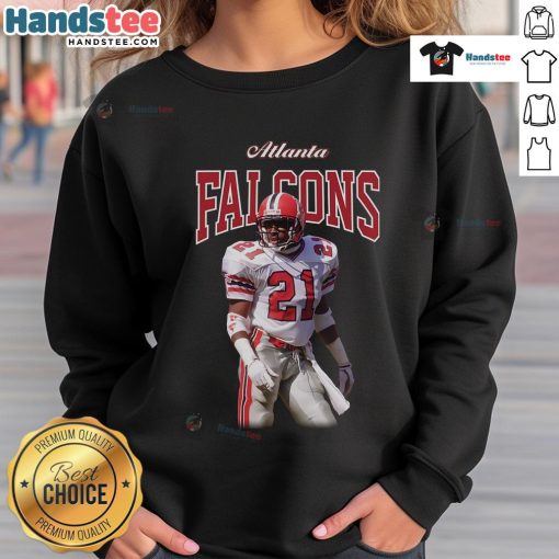 Official Mitchell & Ness Deion Sanders black Atlanta Falcons sideline sweatshirt for retired players, stylish and comfortable.