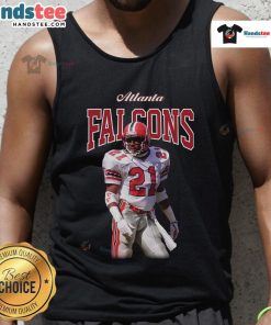 Official Mitchell & Ness Deion Sanders black Atlanta Falcons sideline tank top for retired players, showcasing team pride.