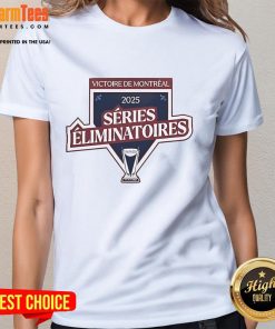 Alt Text: Official Montreal Victoire 2025 Series Eliminatoires Ladies Tee featuring vibrant design and comfortable fit.